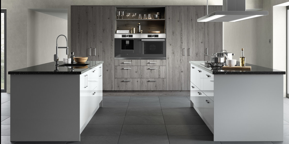 Linear Woodgrain Slab Kitchen