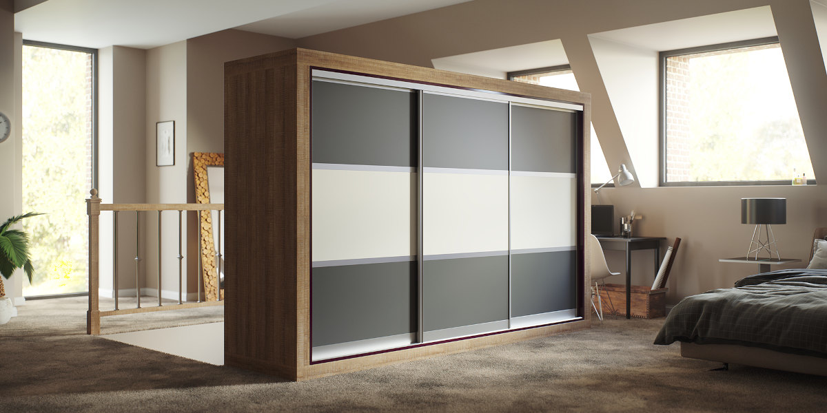 Graphite cashmere 3 panel sliding doors