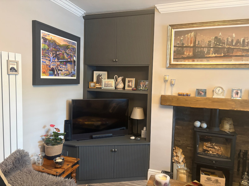 Bespoke corner media unit in Saddleworth